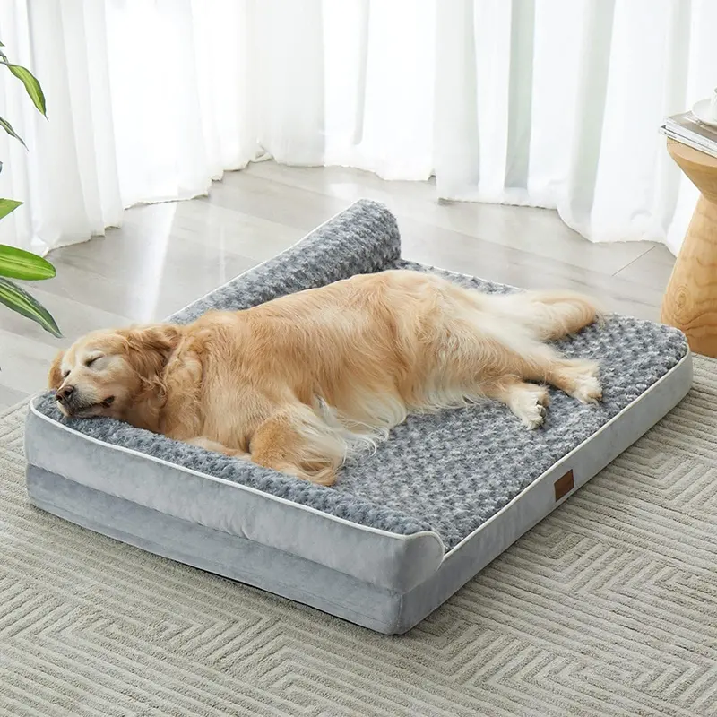 Custom pet pet letto di alta qualità traspirante grigio memory foam pet cane all'ingrosso letti quadrati alla rinfusa