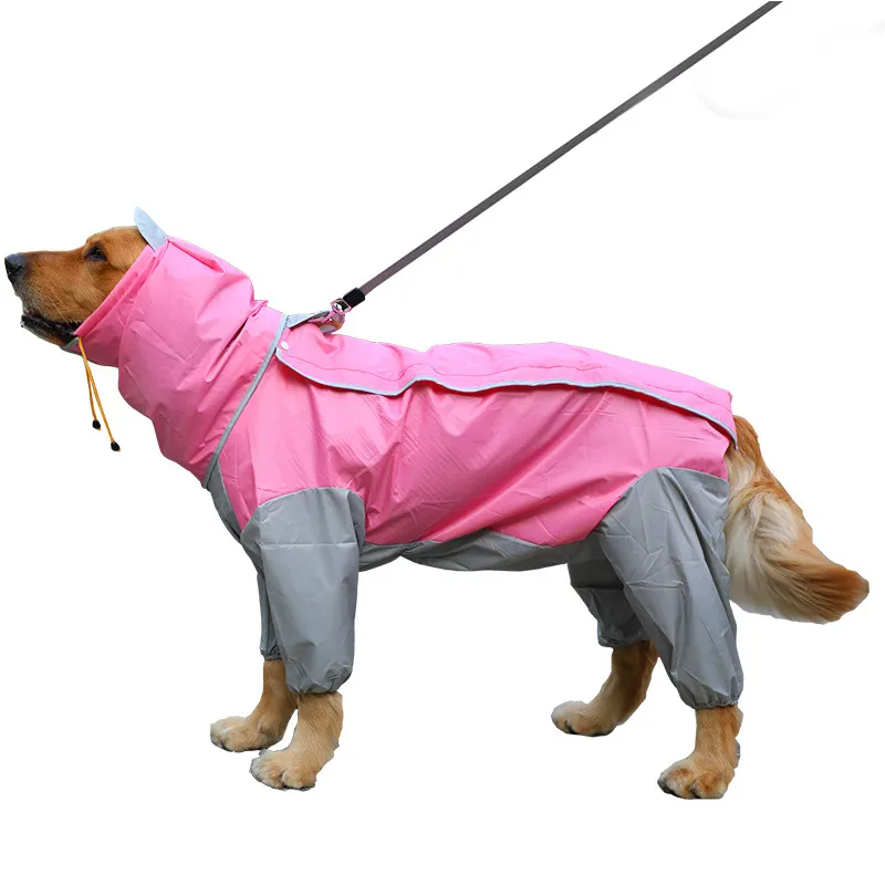 Windproof and Waterproof Pet Raining Jacket Portable Dog Raincoat Reflective All-inclusive Raincoat With Hood Pet Dog