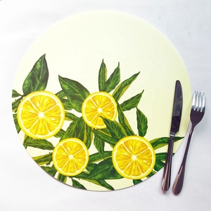 Lemon Art <strong>Customized</strong> Round <strong>PP</strong> Plastic <strong>Table</strong> <strong>Mat</strong> Washable Polypropylene Placemat in Clear Color for Home Use Bulk Packing - Product Image 2