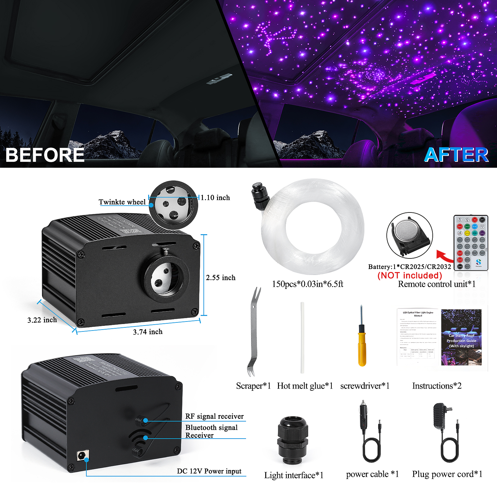 150pcs 6.5ft( 0.03 inch)caple + moteur