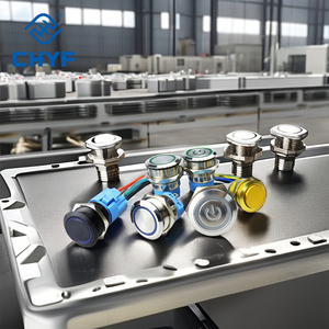 16/19/22mm không thấm nước phẳng/cao đầu thép không gỉ đẩy nút chuyển đổi dẫn vòng/điện ánh sáng 1no1nc 220V Max. 3A đen đỏ - Product Image 1