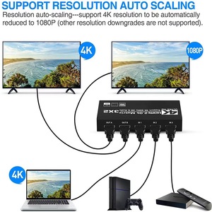 Extractor de Audio HDMI2.0b, 4K HDMI Matrix 3x2 3 en 2, conmutador de vídeo, divisor, compatible con HDCP2.2