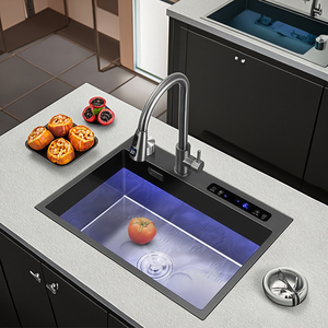 Popüler büyük tek mutfak lavabo el yapımı LED dijital ekran akıllı çok fonksiyonlu lavabo çizilmeye dayanıklı emek tasarrufu iki - Product Image 3