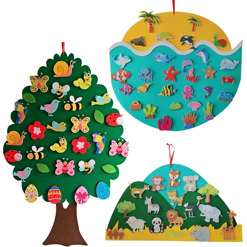 Montessori feltro giocattolo animale albero di natale mare animale bambino materiale fai-da-te pasta gioco fatto a mano giocattoli educativi per bambini