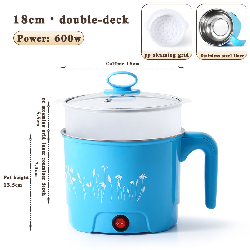 Casserole bleue avec panier vapeur en PP (intérieur en acier inoxydable)