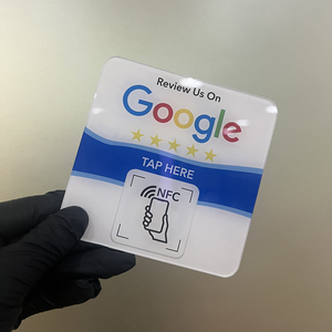 Acrilico quadrato NFC Google recensioni piastre con codice QR variabile RFID interfaccia di comunicazione ISO modello numero