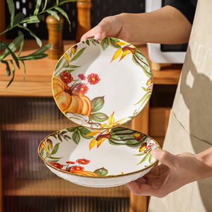 经典个性化定制餐具彩色方形圆形瓷碟和餐盘家庭晚餐陶瓷盘 - Product Image 2
