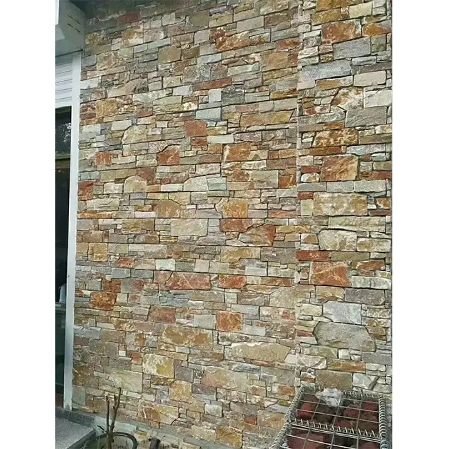 야외 자연 녹슨 슬레이트 외부 벽 패널 클래딩 문화 별장 돌 벽 타일