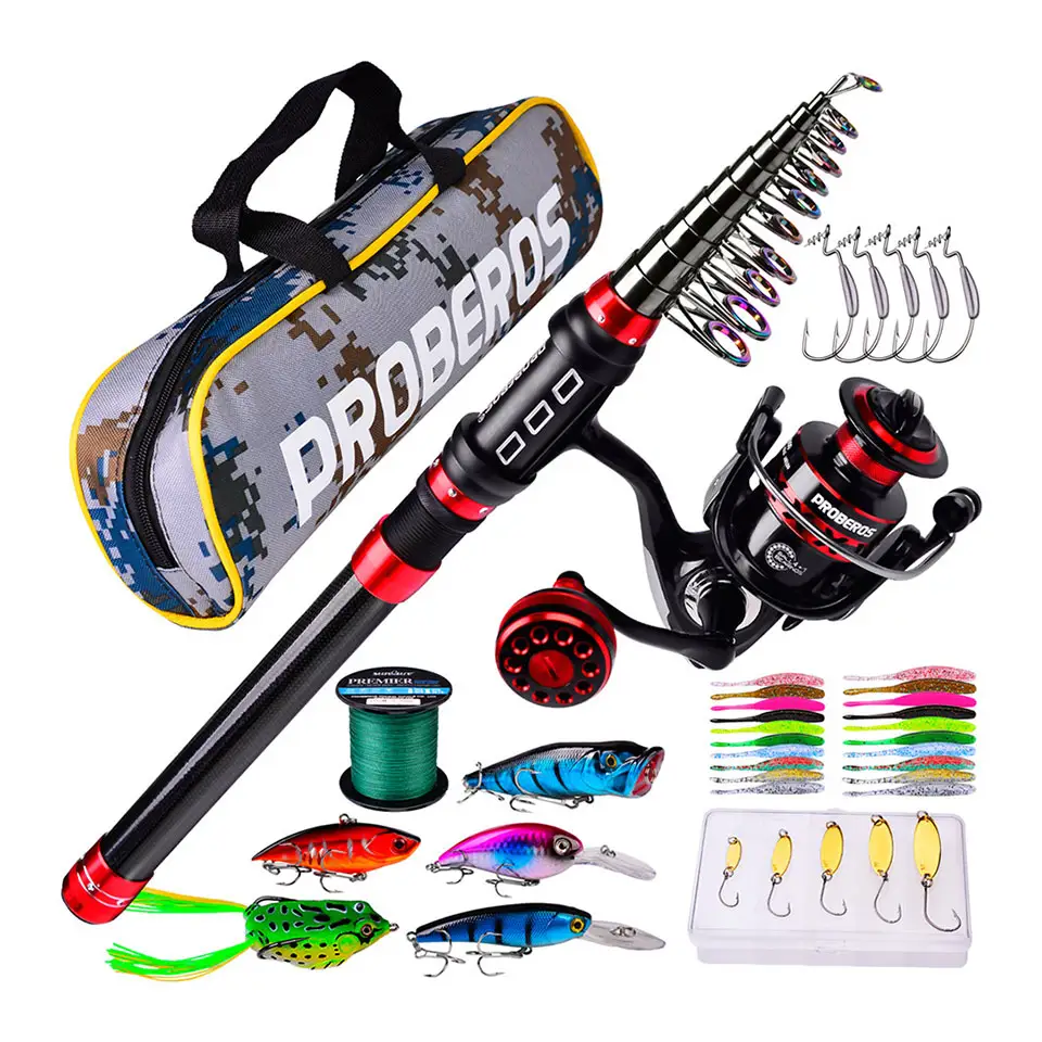 Cheap New Spinning Telescopic Fishing Rod And Reel Combo Kit Set With Fishing Floats And Hooks Fishing Combo Blister Package
