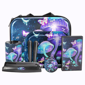 Premium Luxury Wholesale Portable Smoking Kit Custom <strong>Rolling</strong> Tray Set with <strong>Grinder</strong> Smoke Set Box logo Smoking Accessories Kit