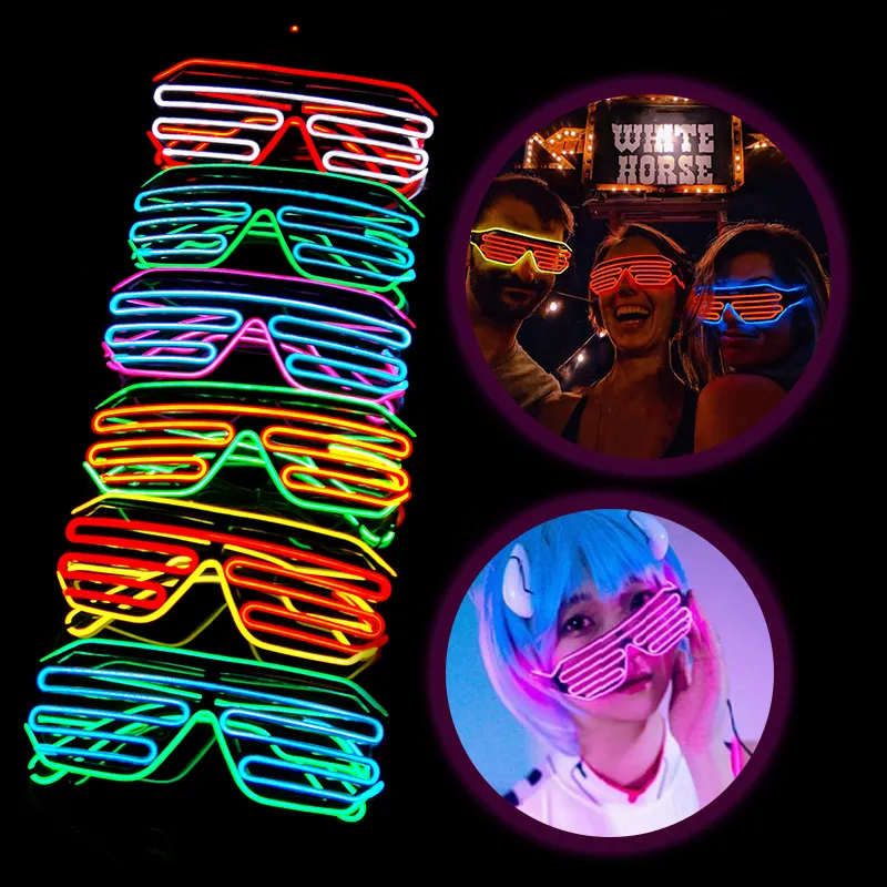 Led Neon Light Masks Luminous Glasses Halloween Party Scary Horror Props Decoration Cosplay Costume Supplies Glow In The Dark