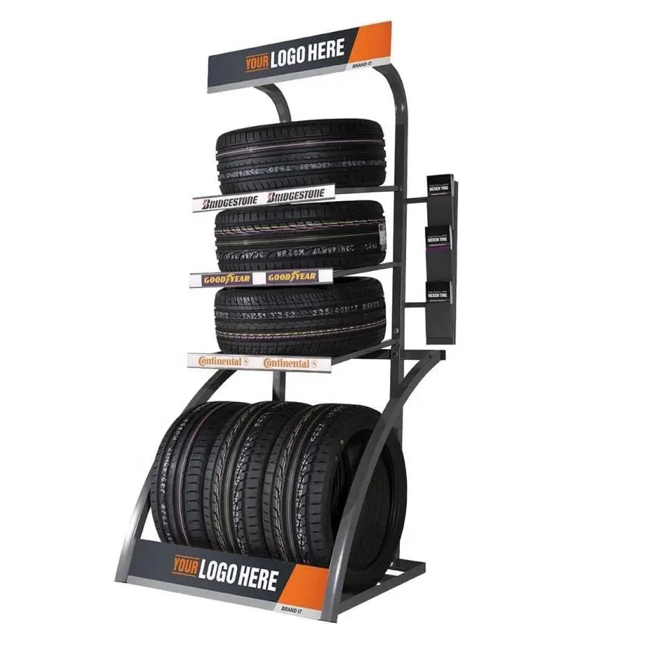 Soporte de almacenamiento de ruedas de coche, estante de exhibición de neumáticos de 4 niveles de Metal, de pie