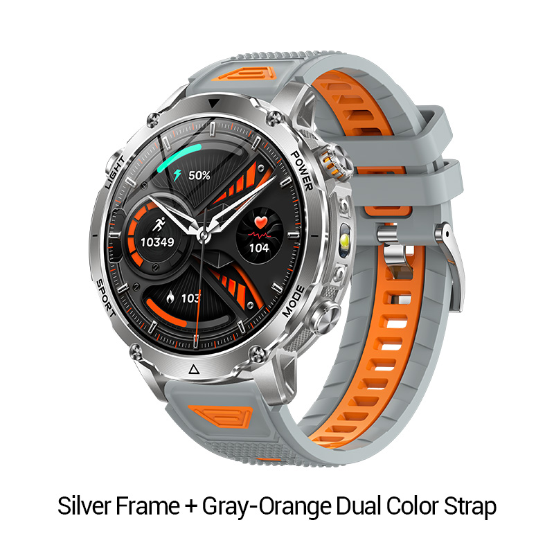 Cadre argenté + bracelet bicolore gris orange
