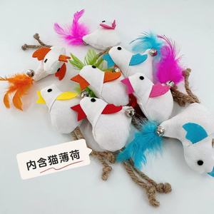 制造批发猫薄荷亚麻鸟与铃铛猫老鼠猫玩具 - Product Image 6