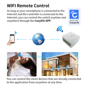 SIXWGH Mini WiFi Smart Switch Cozylife App Fernbedienung Timer 2-Wege-Relais Heimwerker Google Home Alexa-kompatibel 16A - Product Image 5