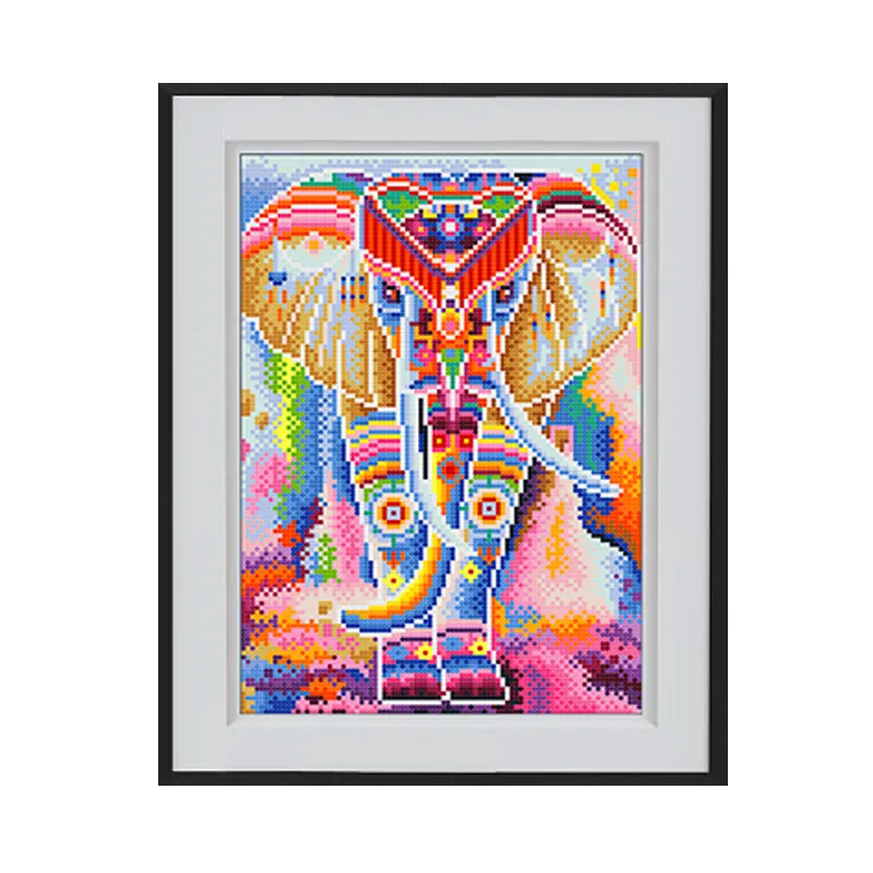 Listagem do novo Padrão Animal Luminosa Pintura Diamante 5d Luz Brilhante Diamante Bordado Elefante Colorido Diy Artesanato