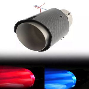 Tubo di scarico sportivo SYPES per tubo di scarico universale in fibra di carbonio colore auto silenziatore punta con LED rosso blu luce blu