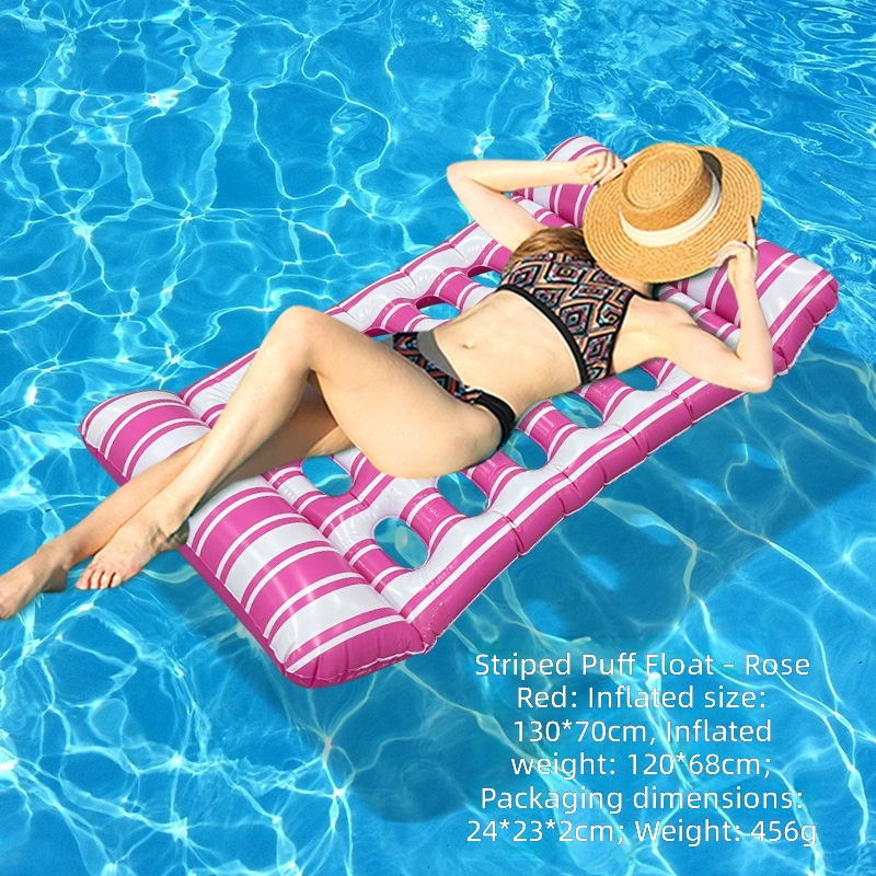 Short striped hole recliner floating row-rose red-inflatable