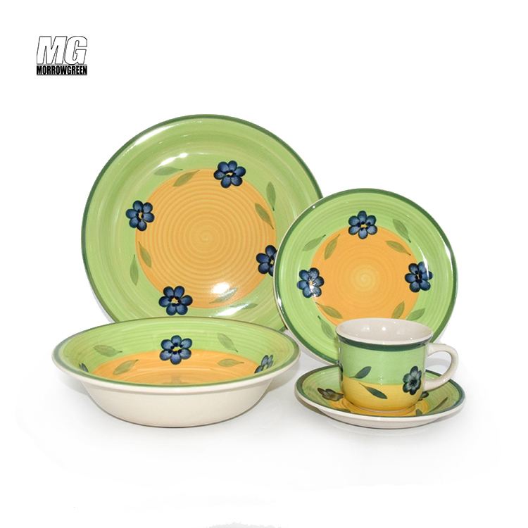 Ceramic Stoneware Porcelain High Quality Plate Bowl Golden Edge Dishes & Plates Luxury Round dinner plate set
