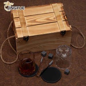 Hoa Kỳ Kho 10Oz Cũ Fashioned Pha Lê Whiskey Thủy Tinh Và Whisky Lạnh Đá Thiết Lập Với Gỗ Quân Đội Thùng Cho Sinh Nhật Hiện Tại - Product Image 5