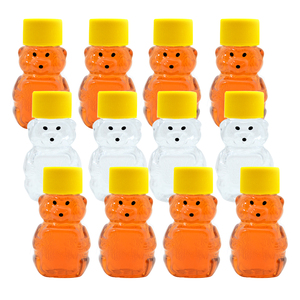 60ml 80ml 240ml 330ml 450ml 480ml 2oz Mini Cute Transparent Plastic Squeeze Honey Bear Bottle <strong>Jar</strong> With Yellow Flat Cap - Product Image 3