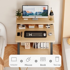 Modern Small Apartment <strong>Computer</strong> <strong>Table</strong> Mini Mobile Desk <strong>for</strong> Single User Simple <strong>Three</strong>-Layer Desktop <strong>for</strong> Bedroom Panel Wood Style - Product Image 2