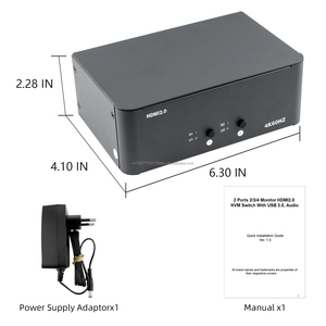 <strong>KVM</strong> <strong>Switch</strong> 2 Monitors 2 Computers,HDMI 4k@60Hz <strong>KVM</strong> <strong>Switch</strong> with USB <strong>3</strong>.0 Port and <strong>3</strong>.5mm, Plug-and-Play