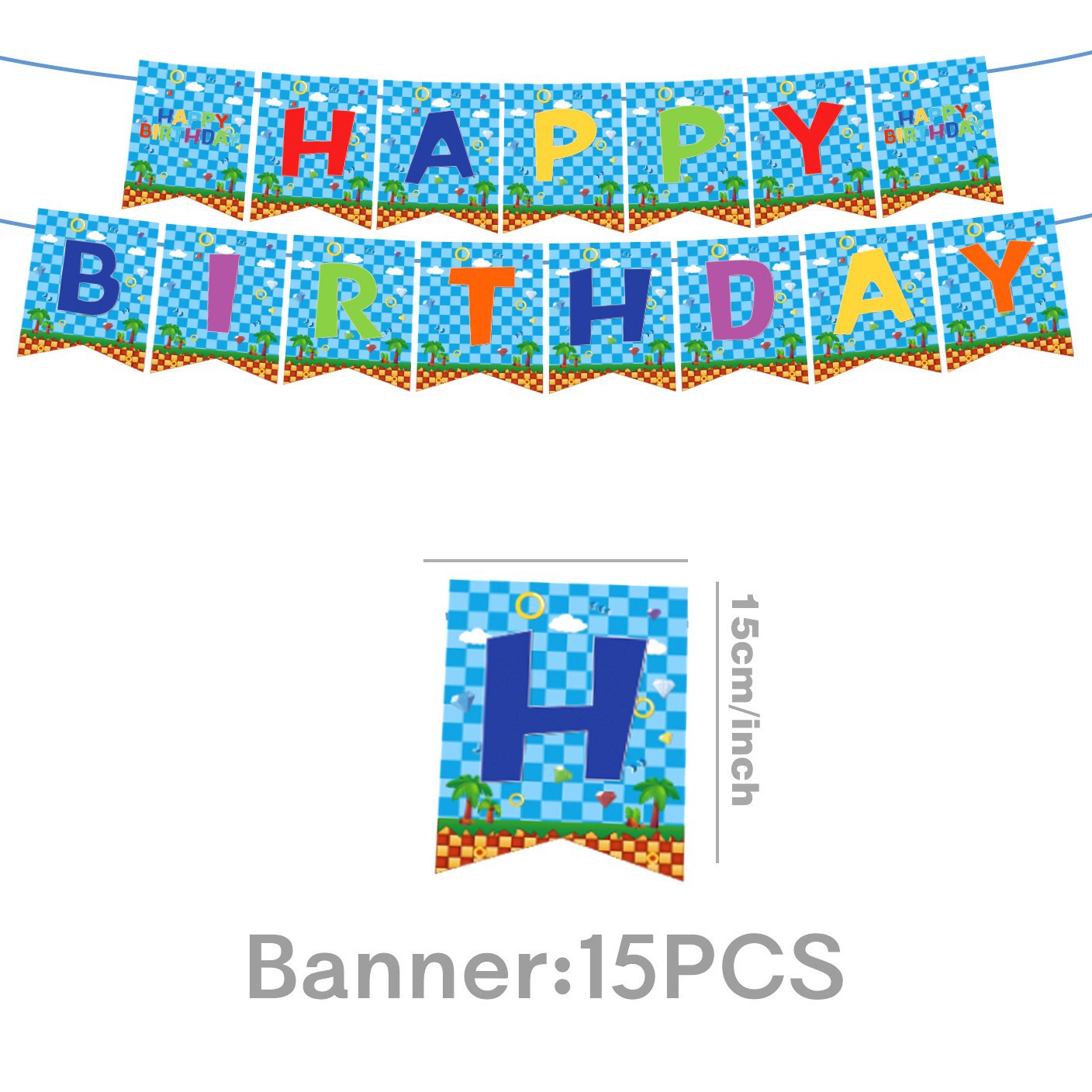 Bannière JOYEUX ANNIVERSAIRE bleue - 1 pièce