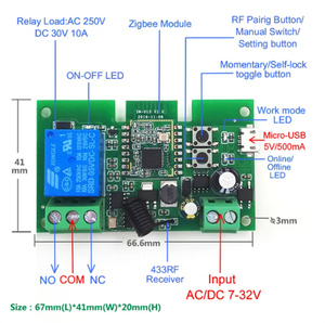 Módulo de interruptor de relé inteligente Zigbee eWelink 1-4 canales AC/DC 7-32V USB RF/APP Control remoto inalámbrico Smart Home Work con Alexa - Product Image 2