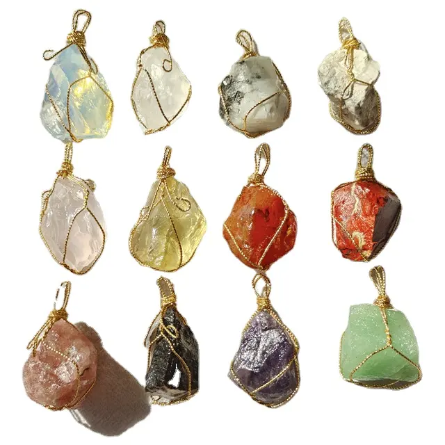 Proveedor de joyería de piedra de cristal de cuarzo Natural caliente piedras HEAL artesanías de piedra semipreciosa colgante de piedras preciosas en bruto personalizado para regalo