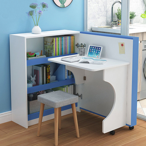Mesa de estudio con ahorro de espacio para ordenador, escritorio de madera con estante - Product Image 1