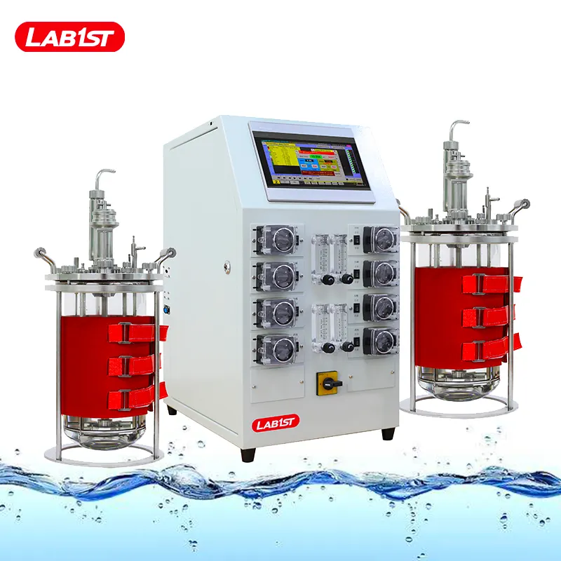 Lab1st-bioreactor de vidrio pequeño básico, máquina de fermentación con camisa, banco, top, biorreactor, 1L, 2L, 3L, 5L, 7L, 10L