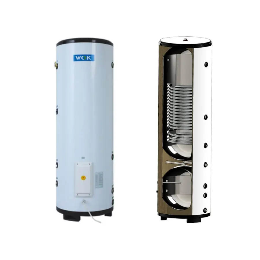 WOK 2 incorporados em 1 tanque de água quente de DHW para o aquecimento da casa StorageTank 50L + 150L com bobina do aquecimento para o sistema da bomba de calor