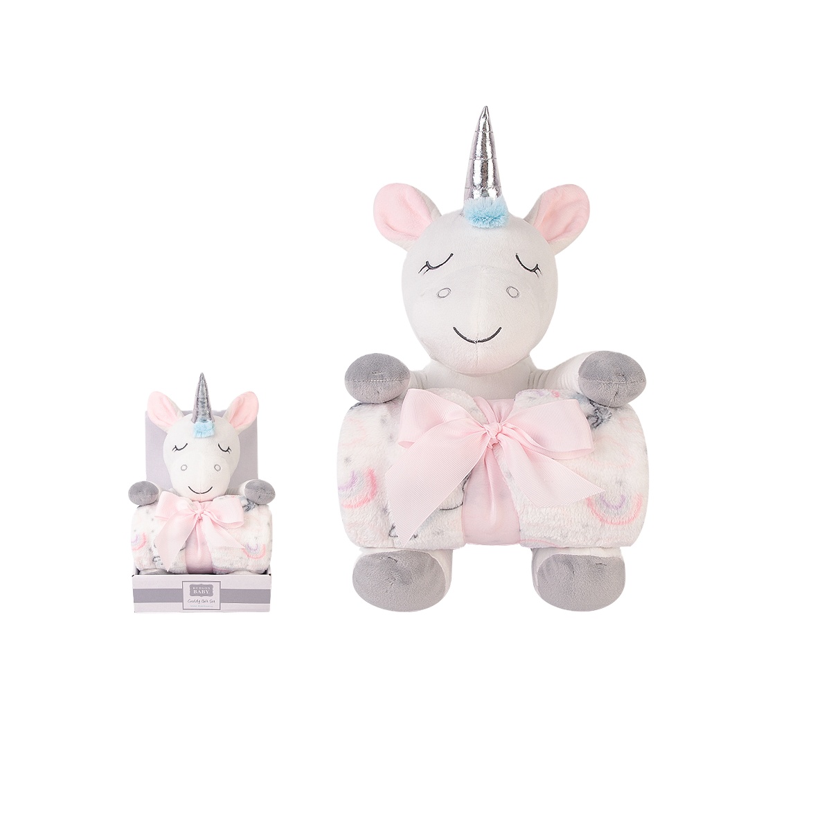 Toptan bebek peluş battaniye ve oyuncaklar hediye seti, yüksek miktar peluş bebek battaniyesi, bebek hediye seti ile peluş oyuncak ve bebek battaniyesi - Product Image 5