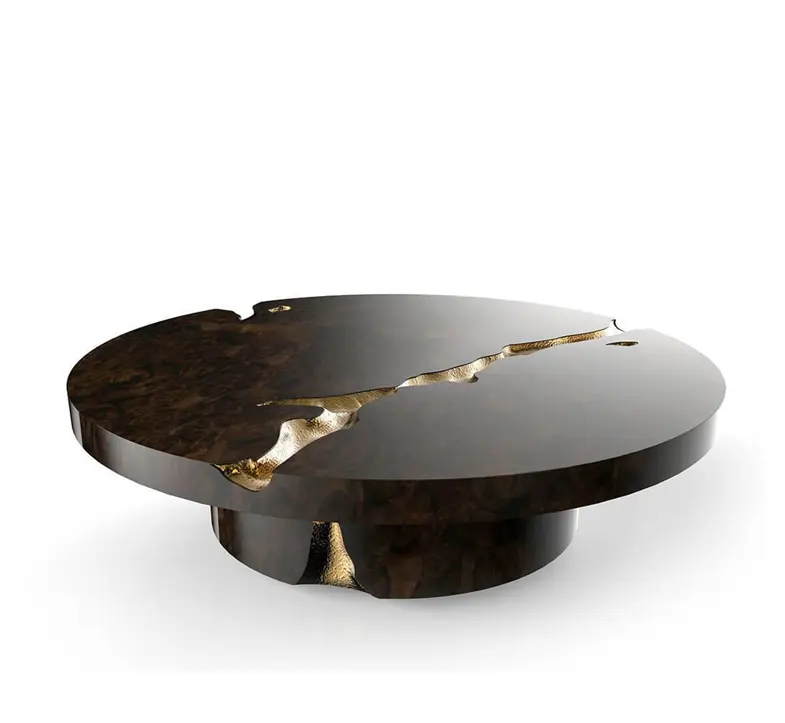 Italian Style Large Top Luxury Marble Center Black Design Wood Coffee Table for Living Room