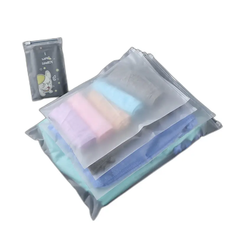 Pequeñas bolsas de PE de plástico EVA esmerilado recerrables con cierre deslizante Ziplock a prueba de humedad Impresión de huecograbado Tipo de bolsa retráctil