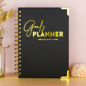 Personalizado 2025 A5 Preto Espiral Semanal Mensal Manifestação Objetivo Diário Diário Planejador Agenda Notebook