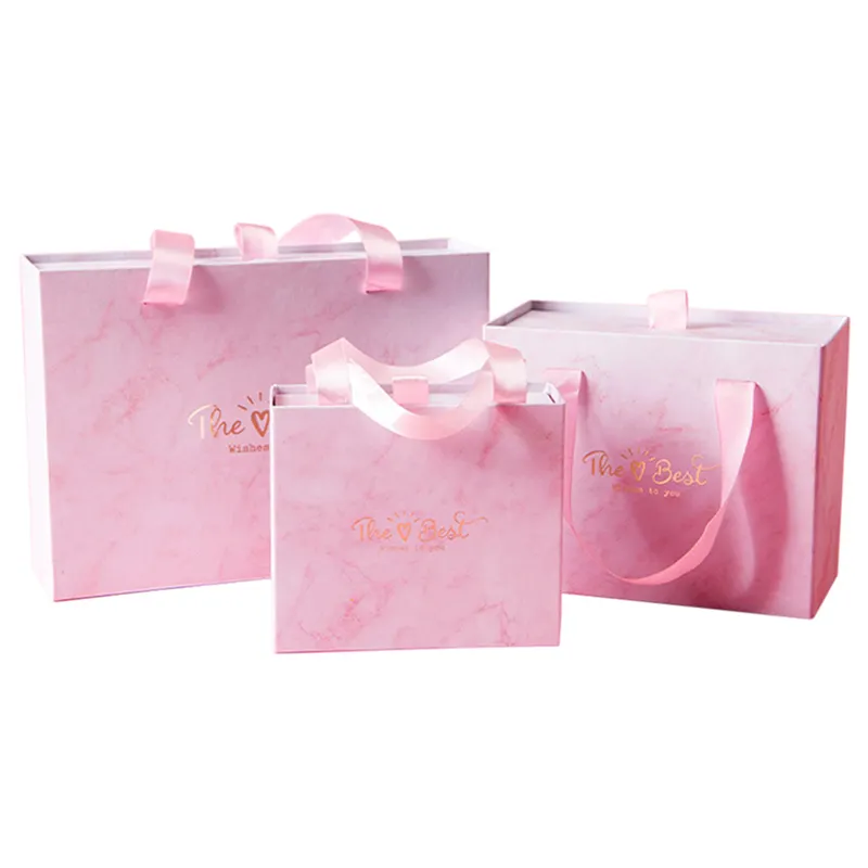 Personalizado rosa presente papel caixa mármore embalagem brinquedo lanche doces chocolate lembranças casamento aniversário presente portátil gaveta caixa