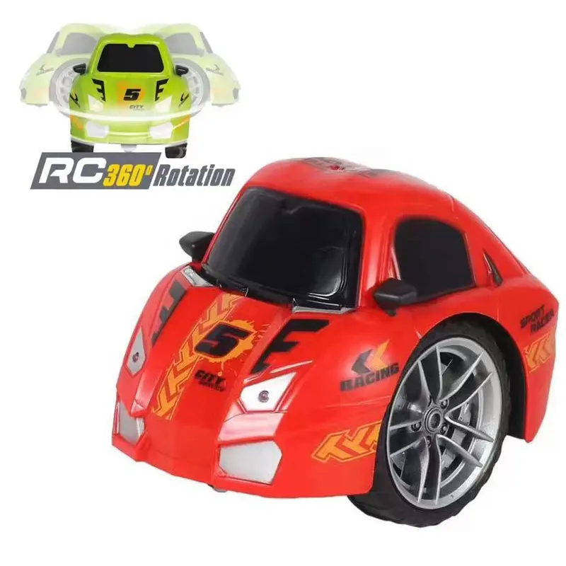 Carros elétricos do veículo de corrida mini Q 360 rotação dos desenhos animados levou luz camião ponta pequena 2 rodas giroscópio de controle remoto rc brinquedo carro dublê