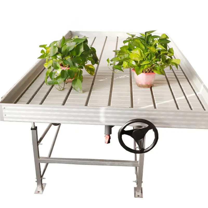4ft*8ft ebb and flow seedbed rolling benches table system in hydroponic greenhouse