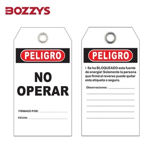 BOZZYS 2 taraflı kırmızı PVC güvenlik kilitleme etiketi kapı kullanımı için tehlike başlığı ve LOTO sistemi için boş etiket ile - Product Image 4