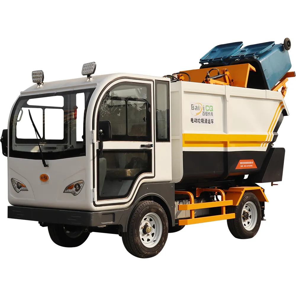 Caminhão de lixo hidráulico elétrico, recipiente de lixo de cozinha para caminhão