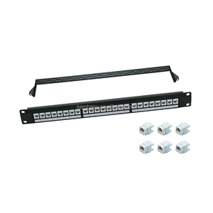 キーストーンジャックモジュール型パッチパネル24ポートCat6 Cat6aバックバー付き - Product Image 1