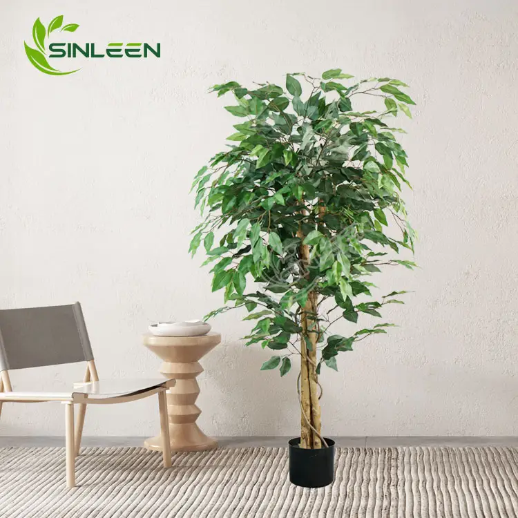 Ficus Microcarpa Bonsai Árboles artificiales Hoja de exterior falsa Plantas de decoración de plástico Pequeño árbol de baniano artificial