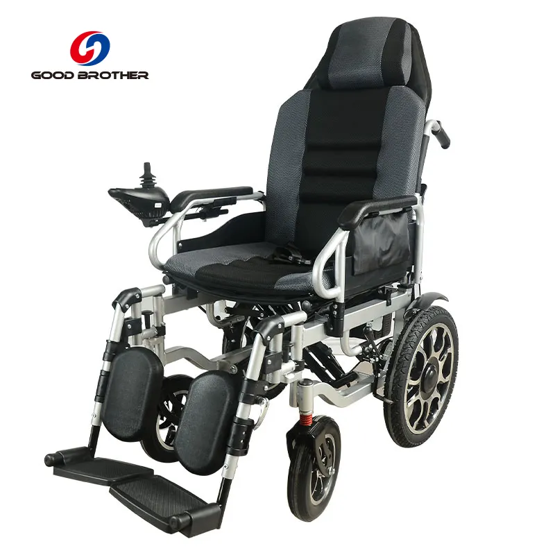 Silla de ruedas eléctrica portátil de material de acero ligero, plegable, para discapacitados, con capacidad de 2/2"