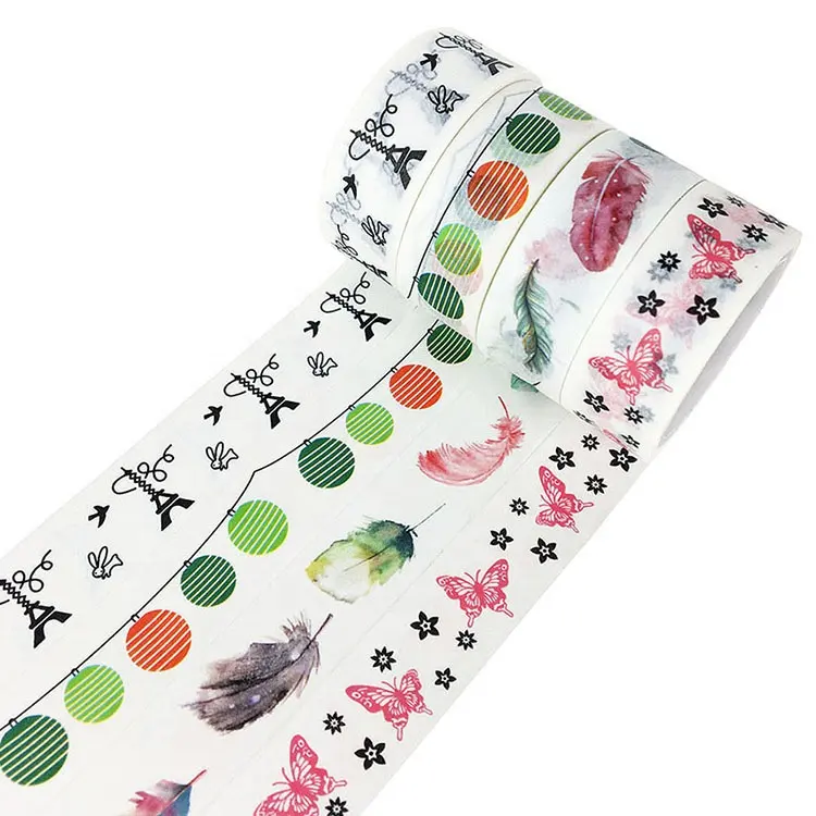 Décoration japonaise mignonne kawaii DIY bloc de papier bandes washi ensemble de bandes de masquage autocollants papeterie 4 rouleaux/sac