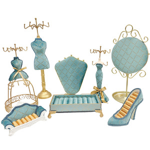 Châu Âu-Phong Cách Con Công Màu Xanh Búp Bê Giày Thiết Kế Trang Sức Hiển Thị Đứng Nhung Vòng Cổ Vòng Đeo Tay Bông Tai Đồ Trang Sức Container - Product Image 5