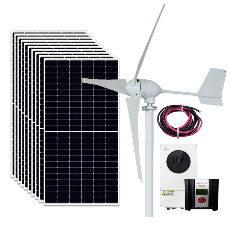 Off Grid 10kw turbina eolica energia solare turbina ibrida 5Kw generazione di energia eolica sistemi solari domestici pannelli solari completi