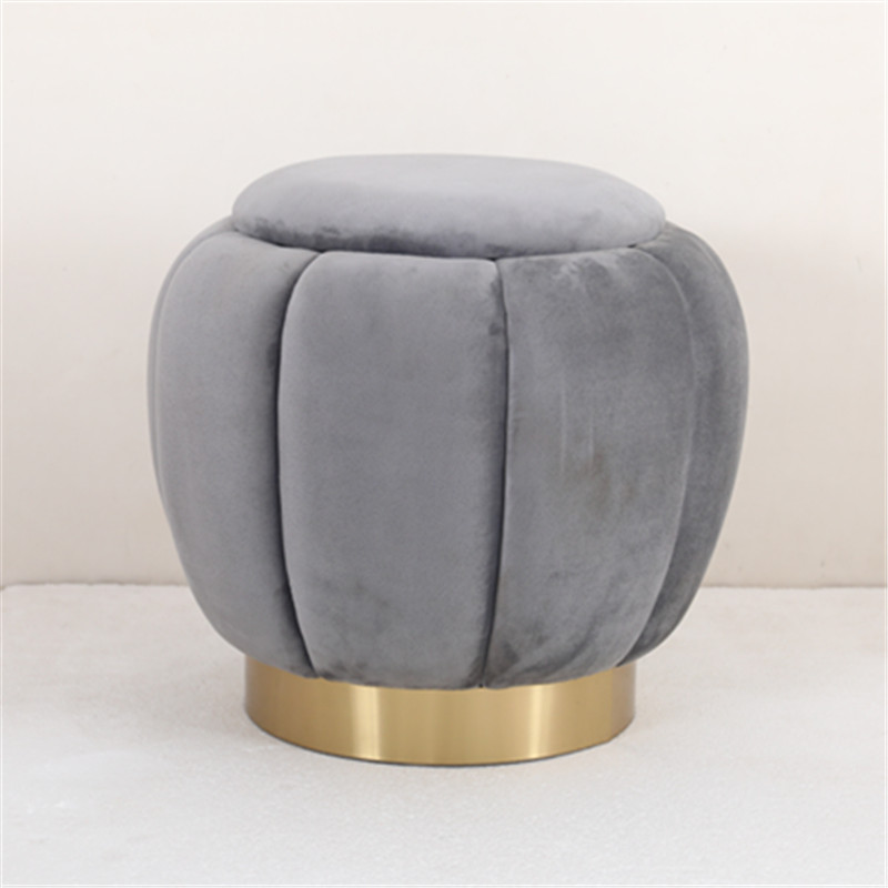 Modern Velvet Pouf Round Tufted Storage Ottoman With Gold Base