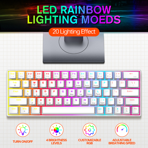 Teclado para juegos T60, con cable, retroiluminado RGB, 60%, 63 teclas, Mini teclado para juegos, Teclado mecánico programable, - Product Image 4